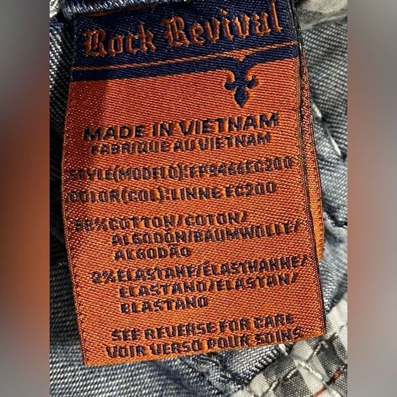 Rock Revival Linne Easy Crop Jeans 29x24 Distressed Stretch Denim EUC - Picture 10 of 14